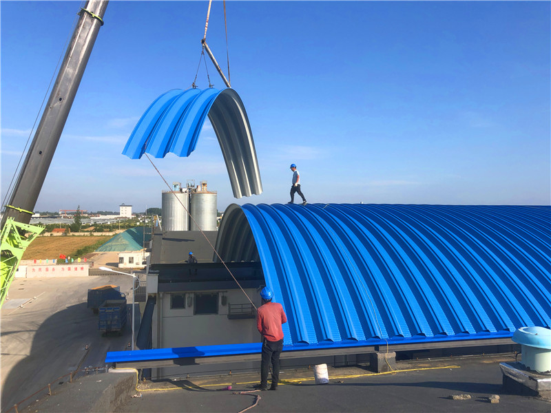 鹽城亭湖糧庫(kù)無(wú)梁拱形屋頂工程案例